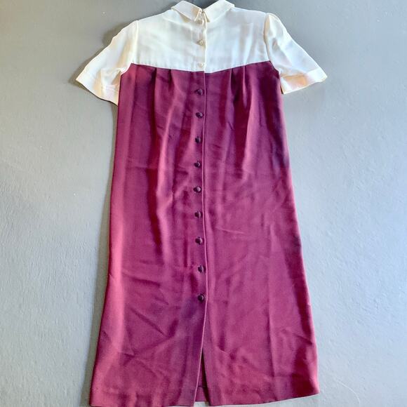 Vintage 1960s Richard Warren Wine Cocktail Dress Peter Pan Collar Size 6 - Picture 3 of 11